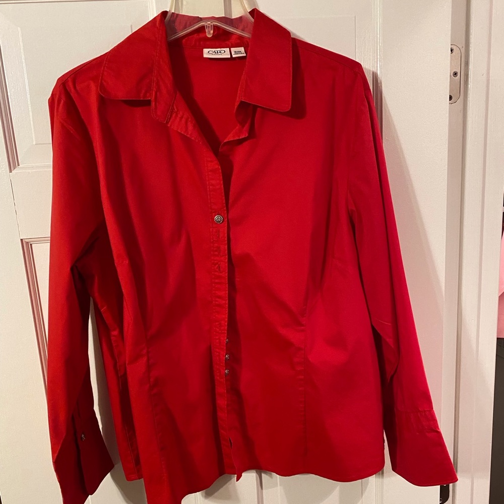 Cato Red Long Sleeve Button Down Dress shirt. Womans size 18W/20W